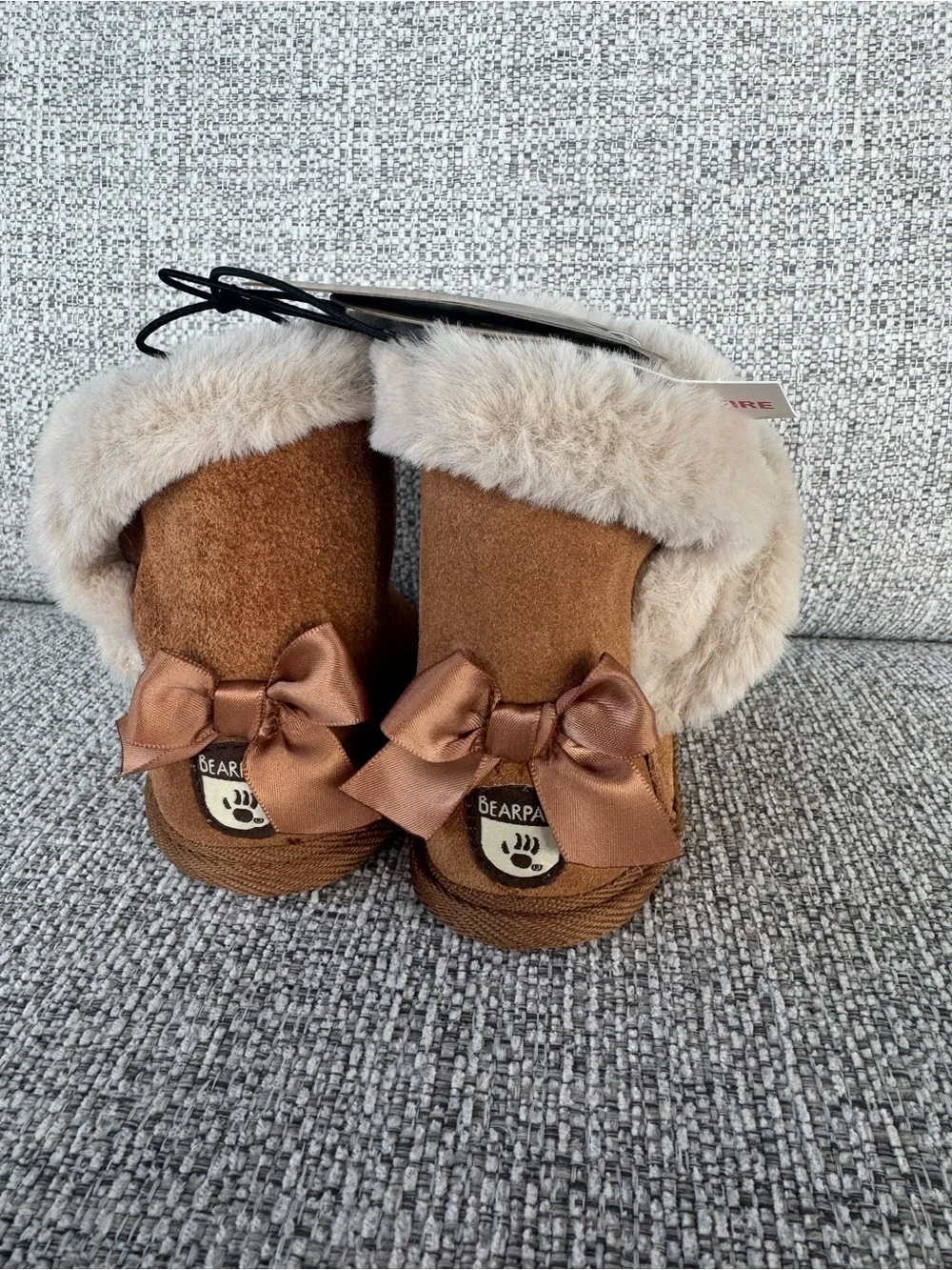 NIB BearPaw Infant Baby Girl Leather Faux Fur Boots 6-12m